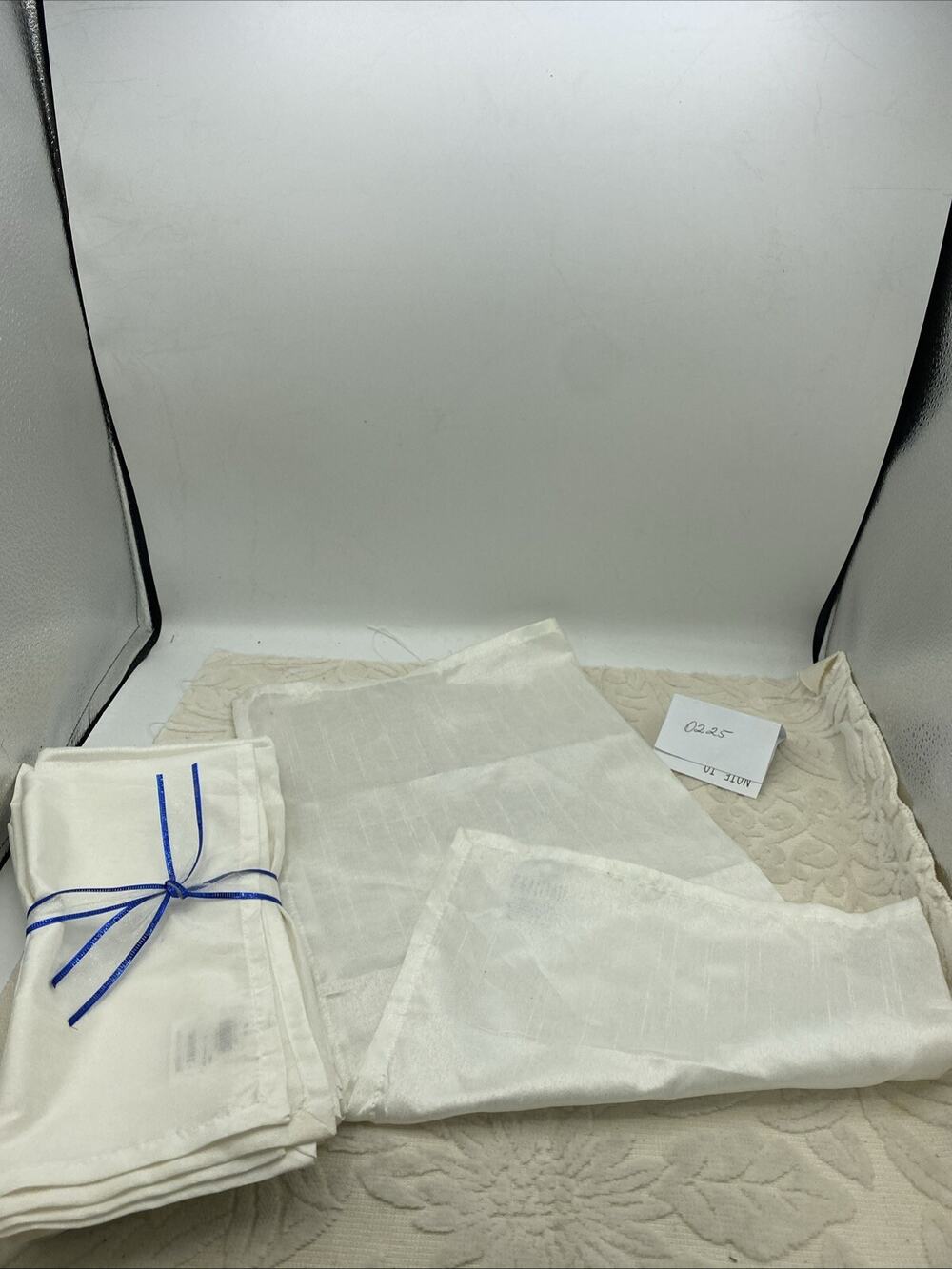 Z Gallerie Made In India 100% Polyester Cloth Napkins Set Of 5 White 18X18”